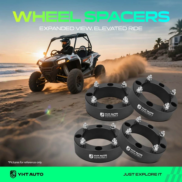 4 Pcs 2 inches Black 4x6.14 to 4x6.14 inches Wheel Spacers 0.375 Inches x 24 131mm for Polaris Kawasaki