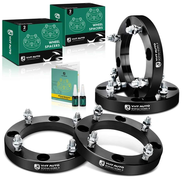 4 Pcs 1 inches Black 4x6.14 to 4x6.14 inches Wheel Spacers M12x1.5 131mm for Polaris RZR