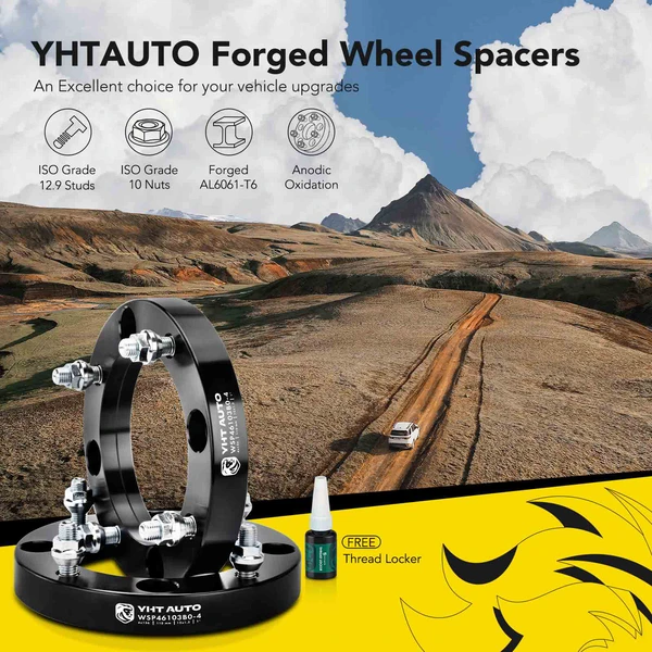 4 Pcs 1 inches Black 4x6.14 to 4x6.14 inches Wheel Spacers M12x1.5 131mm for Polaris RZR