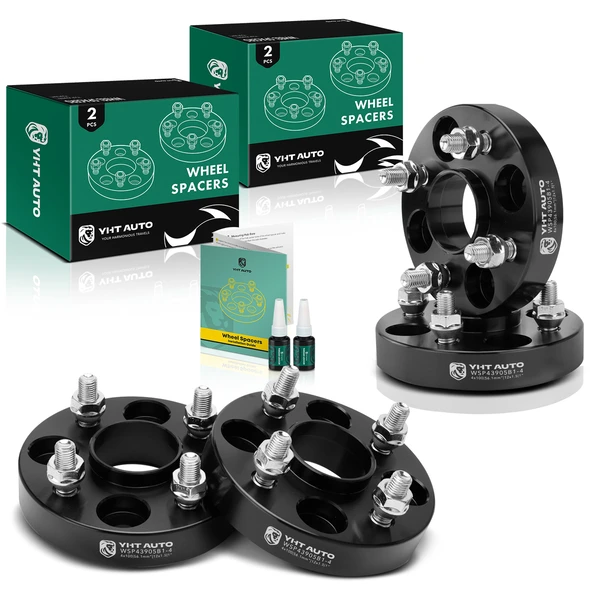 4 Pcs 1 inch Black 4x3.94 to 4x3.94 inches Wheel Spacers M12x1.5 56.1mm for Acura Honda