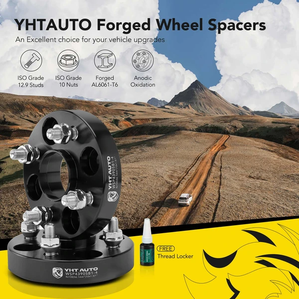 4 Pcs 1 inch Black 4x3.94 to 4x3.94 inches Wheel Spacers M12x1.5 56.1mm for Acura Honda