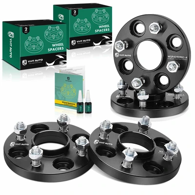4 Pcs 0.59 inches Black 4x3.93 to 4x3.93 inches Wheel Spacers M12x1.5 57.1mm