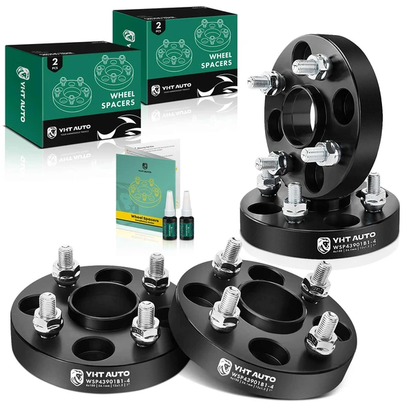 4 Pcs 1 inches Black 4x3.93 to 4x3.93 inches Wheel Spacers M12x1.5 54.1mm for 2000-2005 Toyota Echo