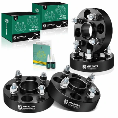 4 Pcs 1.25 inches Black 4x3.93 to 4x3.93 inches Wheel Spacers M12x1.5 54.1mm