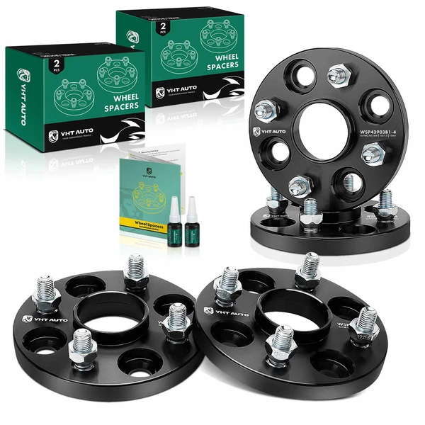 4 Pcs 0.59 inches Black 4x3.93 to 4x3.93 inches Wheel Spacers M12x1.5 54.1mm for 2012-2021 Toyota Prius C