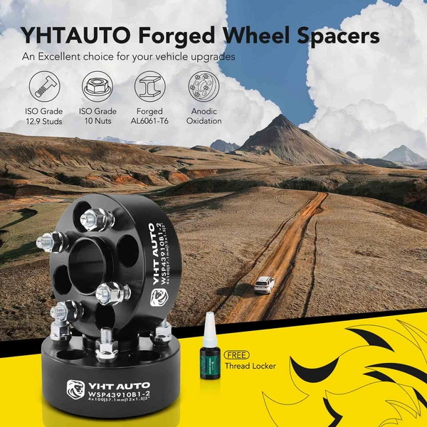 2 Pcs 2 inches Black 4x3.93 to 4x3.93 inches Wheel Spacers M12x1.5 57.1mm for Chevrolet Cobalt