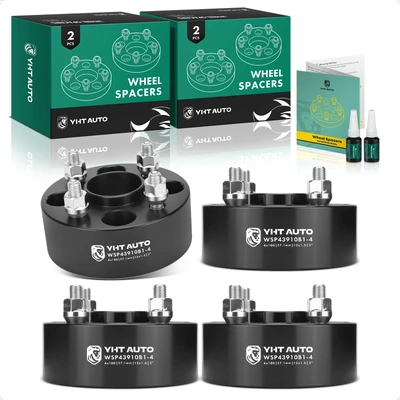 4 Pcs 2 inches Black 4x3.93 to 4x3.93 inches Wheel Spacers M12x1.5 57.1mm