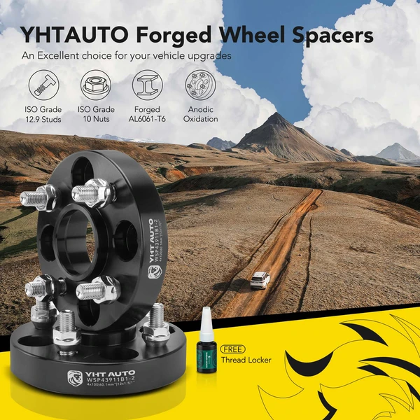 2 Pcs 1 inch Black 4x3.94 to 4x3.94 inches Wheel Spacers M12x1.5 60.1mm for 2004-2011 Chevrolet Aveo