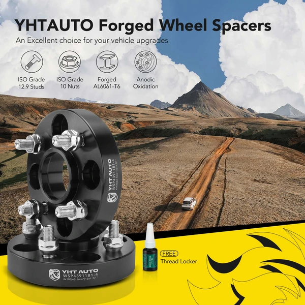 4 Pcs 1 inch Black 4x3.94 to 4x3.94 inches Wheel Spacers M12x1.5 60.1mm for 2005-2010 Chevrolet Cobalt