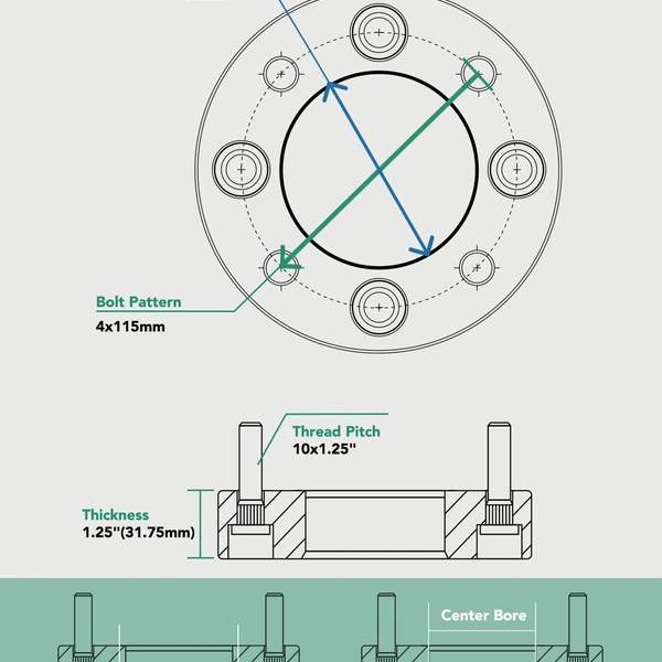 2 Pcs 4x115mm to 4x115mm Wheel Spacers 10x1.25 inch 85mm 1.25 inch for 1987-2006 Yamaha Banshee 350