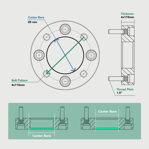 2 Pcs 4x115 Wheel Spacers 10x1.25 inch 85mm 1.5 inch for 1991-2006 Yamaha Banshee 350