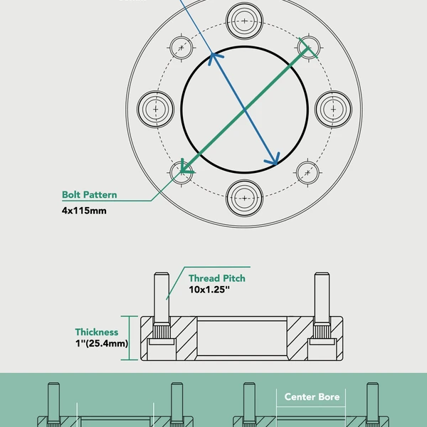 2 Pcs 4x115mm to 4x115mm Wheel Spacers 10x1.25 inch 85mm 1 inch for Yamaha Banshee 350