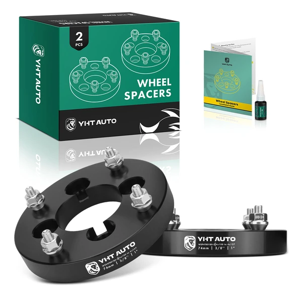 2 Pcs 1 inches Black 4x3.94 to 4x5.39 inches Wheel Adapters 0.375 Inches x 24 74mm for Honda Foreman 400