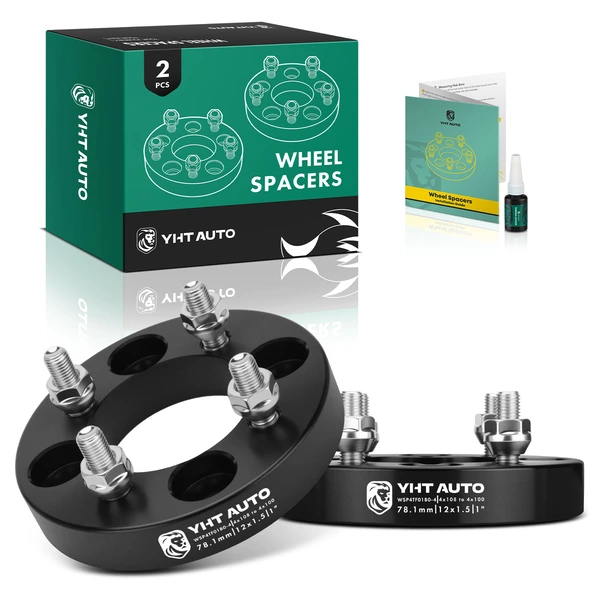 2 Pcs 1 inches Black 4x4.25 to 4x3.93 inches Wheel Adapters M12x1.5 78.1mm for 1995-2000 Mercury Mystique