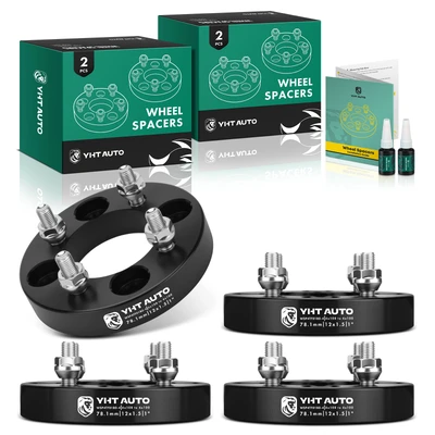 4 Pcs 1 inches Black 4x4.25 to 4x3.93 inches Wheel Adapters M12x1.5 78.1mm