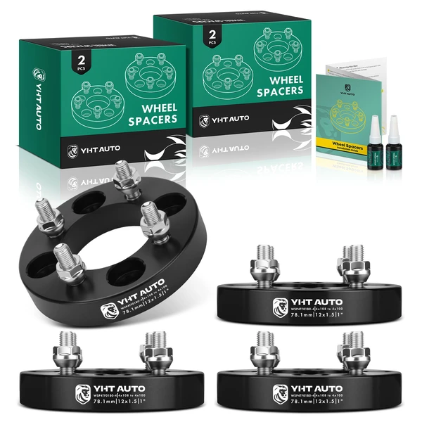 4 Pcs 1 inches Black 4x4.25 to 4x3.93 inches Wheel Adapters M12x1.5 78.1mm for 1974-1978 Ford Mustang II