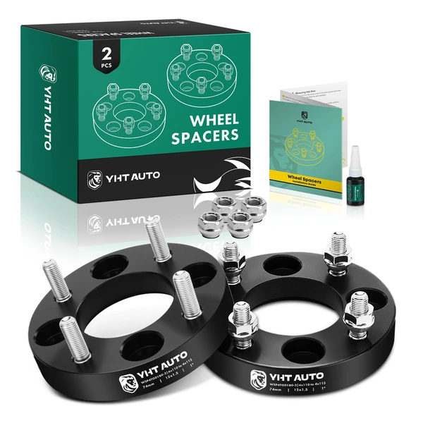 2 Pcs 1 inches Black 4x4.33 to 4x4.53 inches Wheel Adapters M12x1.5 74mm for 2008-2015 Can-Am DS450