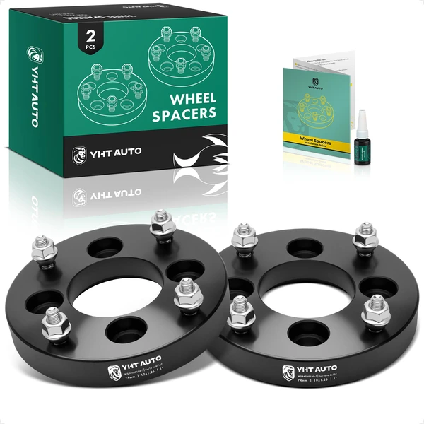 2 Pcs 1 inches Black 4x4.33 to 4x5.39 inches Wheel Adapters M10x1.25 74mm for Honda Suzuki 89-17