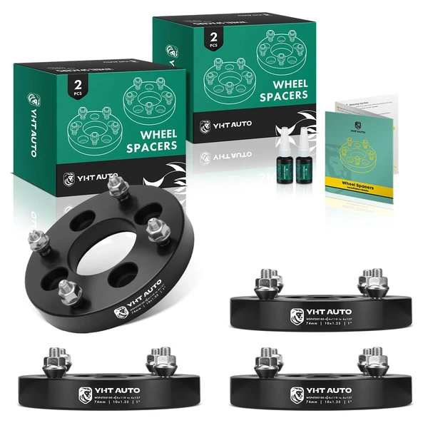 4 Pcs 1 inches Black 4x4.33 to 4x5.39 inches Wheel Adapters M10x1.25 74mm for 2000-2006 Honda Rancher 350