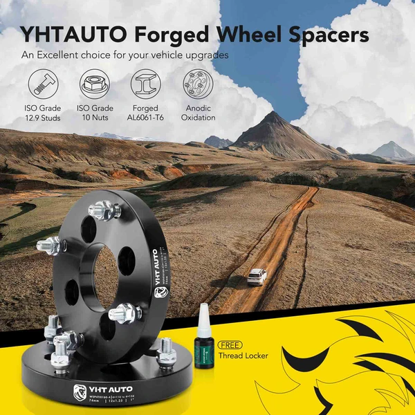 4 Pcs 1 inches Black 4x4.33 to 4x6.14 inches Wheel Adapters M12x1.5 74mm for 2000-2006 Honda Rancher 350