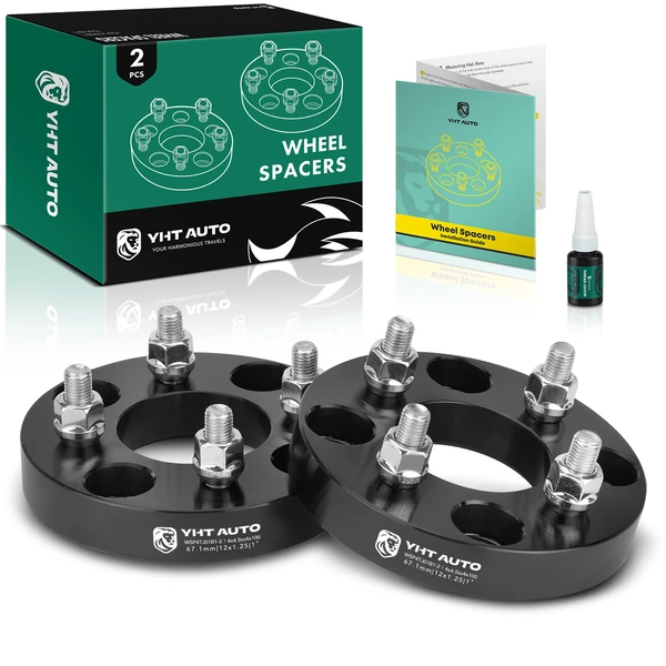 2 Pcs 1 inch Black 4x4.33 to 4x4.5 inches Wheel Adapters M12x1.5 67.1mm for 1992-2000 Hyundai Elantra