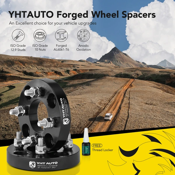 2 Pcs 1 inch Black 4x4.33 to 4x4.5 inches Wheel Adapters M12x1.5 67.1mm for 1992-2000 Hyundai Elantra