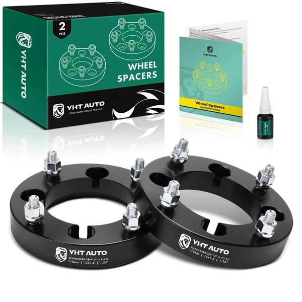 2 Pcs 1.25 inches Black 4x5.4 to 4x6.14 inches Wheel Adapters M12x1.5 110mm for 2013-2017 Can-Am Maverick 1000R