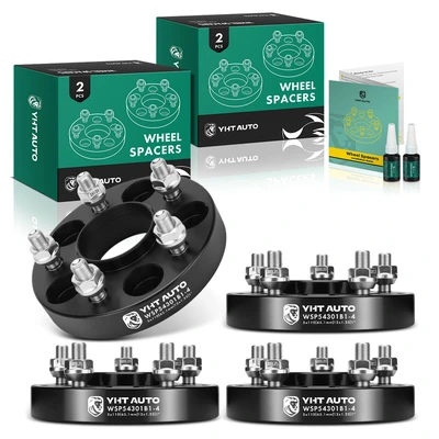 4 Pcs 1 inches Black 5x4.33 to 5x4.33 inches Wheel Spacers M12x1.25 65.1mm