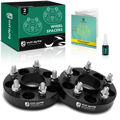 2 Pcs 1 inch Black 5x4.33 to 5x4.33 inches Wheel Spacers M12x1.5 65.1mm