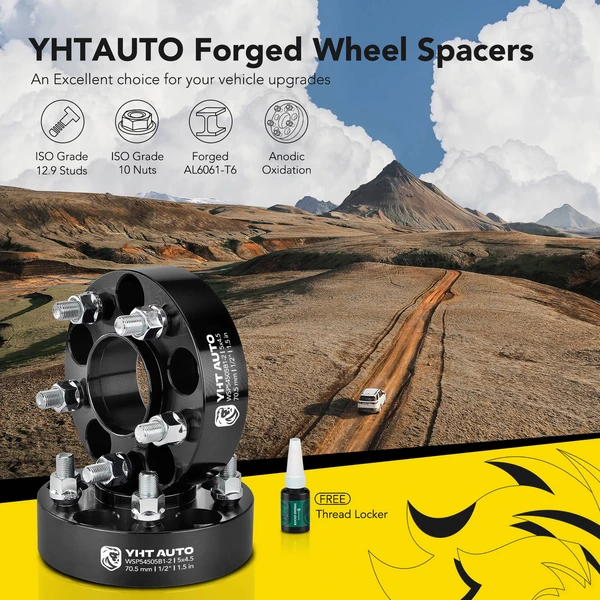 2 Pcs 1.5 inches Black 5x4.5 to 5x4.5 inches Wheel Spacers 0.5 inch x 20 70.5mm for Ford Lincoln