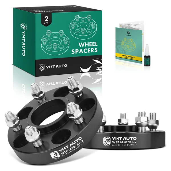 2 Pcs 1 inches Black 5x4.5 to 5x4.5 inches Wheel Spacers 0.5 Inches x 20 71.5mm for 1987-1990 Dodge Dakota