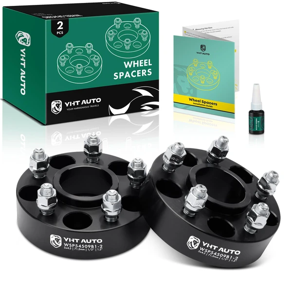 2 Pcs 1.5 inches Black 5x4.5 to 5x4.5 inches Wheel Spacers 0.5 inch x 20 71.5mm for Jeep Cherokee