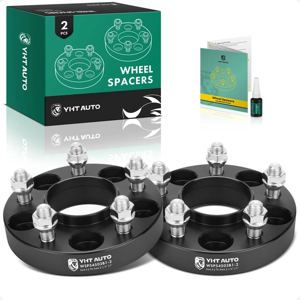 2 Pcs 1 inch Black 5x4.5 to 5x4.5 inches Wheel Spacers 0.5 inch x 20 70.5mm for 1969-1974 Ford Galaxie 500