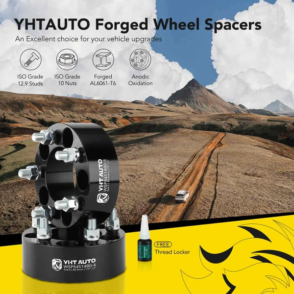 4 Pcs 2 inches Black 5x4.5 to 5x4.5 inches Wheel Spacers 0.5 inch x 20 82.5mm for 1969-1974 Ford Galaxie 500