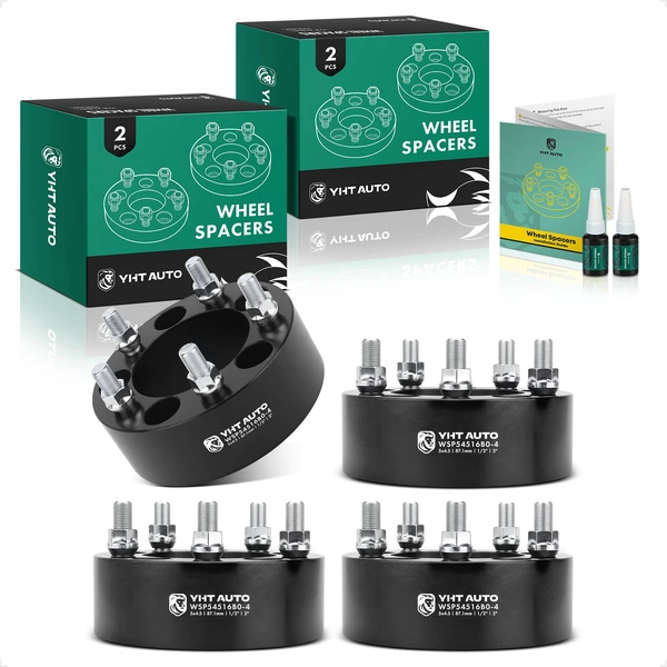 4 Pcs 2 inches Black 5x4.5 to 5x4.5 inches Wheel Spacers 0.5 inch x 20 87.1mm for 1965-1973 1994-2013 Ford Mustang