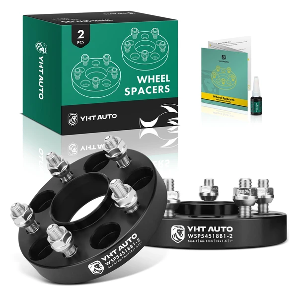 2 Pcs 1 inch Black 5x4.5 to 5x4.5 inches Wheel Spacers M12x1.25 66.1mm for 2009-2016 Nissan GT-R