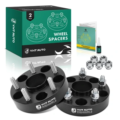 2 Pcs 1.25 inches Black 5x4.5 to 5x4.5 inches Wheel Spacers M12x1.5 60.1mm