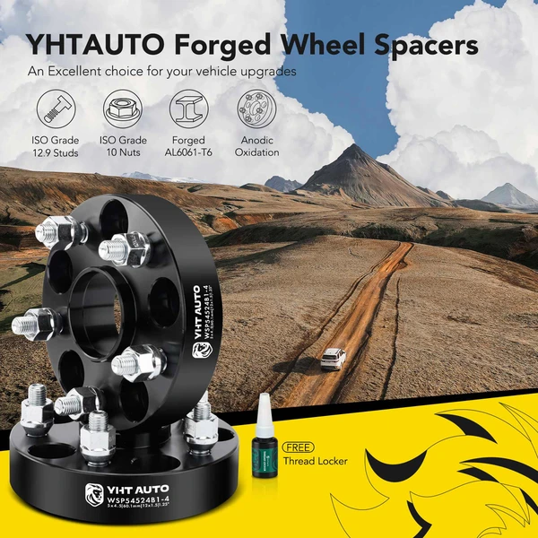 4 Pcs 1.25 inches Black 5x4.5 to 5x4.5 inches Wheel Spacers M12x1.5 60.1mm for 2005-2015 Toyota Tacoma