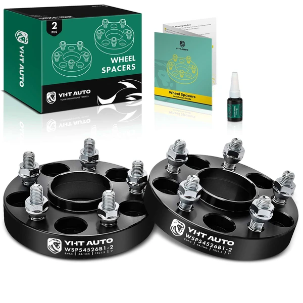 2 Pcs 1 inches Black 5x4.5 to 5x4.5 inches Wheel Spacers M12x1.5 64.1mm for 2003-2011 Honda Element