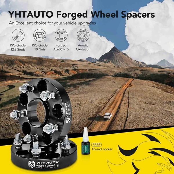 2 Pcs 1 inches Black 5x4.5 to 5x4.5 inches Wheel Spacers M12x1.5 64.1mm for 2003-2011 Honda Element