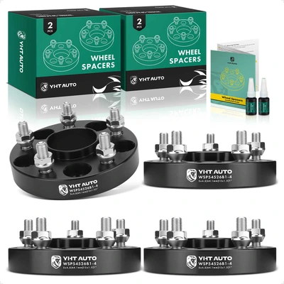 4 Pcs 1 inches Black 5x4.5 to 5x4.5 inches Wheel Spacers M12x1.5 64.1mm