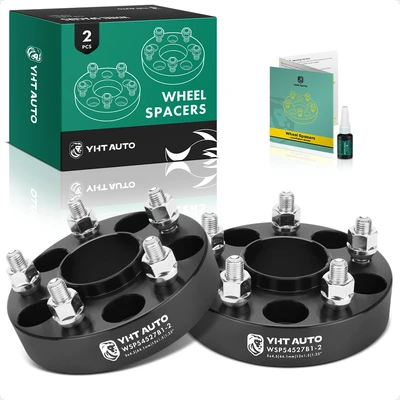 2 Pcs 1.25 inches Black 5x4.5 to 5x4.5 inches Wheel Spacers M12x1.5 64.1mm