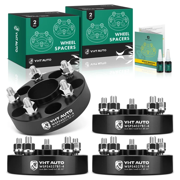 4 Pcs 1.25 inches Black 5x4.5 to 5x4.5 inches Wheel Spacers M12x1.5 64.1mm for 1995-2004 Honda Odyssey