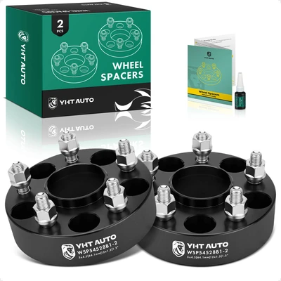 2 Pcs 1.5 inches Black 5x4.5 to 5x4.5 inches Wheel Spacers M12x1.5 64.1mm