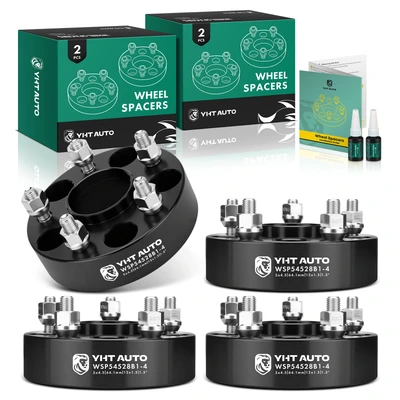 4 Pcs 1.5 inches Black 5x4.5 to 5x4.5 inches Wheel Spacers M12x1.5 64.1mm