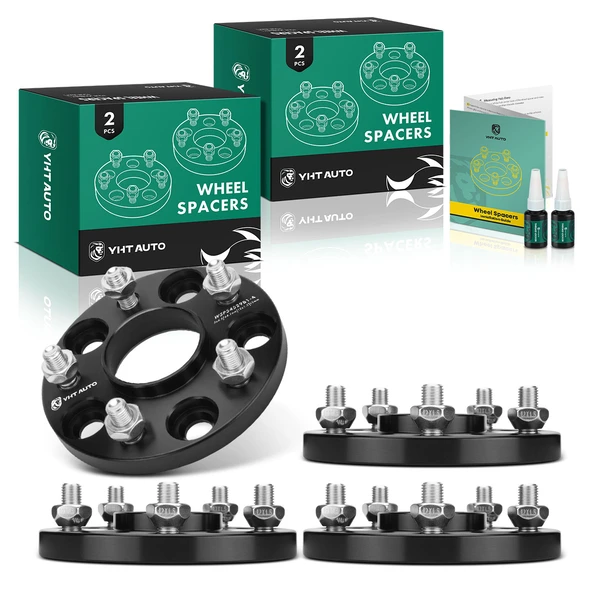 4 Pcs 0.59 inches Black 5x4.5 to 5x4.5 inches Wheel Spacers M12x1.5 64.1mm for 2000-2009 Honda S2000