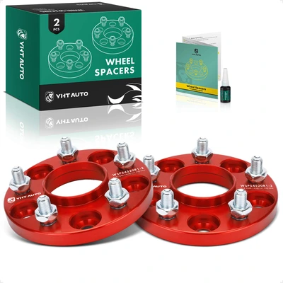 2 Pcs 0.59 inch Red 5x4.5 to 5x4.5 inches Wheel Spacers M12x1.25 66.1mm