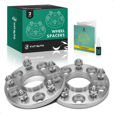 2 Pcs 0.59 inch Silver 5x4.5 to 5x4.5 inches Wheel Spacers M12x1.25 66.1mm