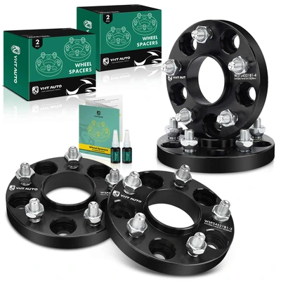 4 Pcs 0.79 inches Black 5x4.5 to 5x4.5 inches Wheel Spacers M12x1.25 66.1mm