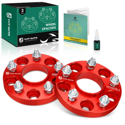 2 Pcs 0.79 inch Red 5x4.5 to 5x4.5 inches Wheel Spacers M12x1.25 66.1mm
